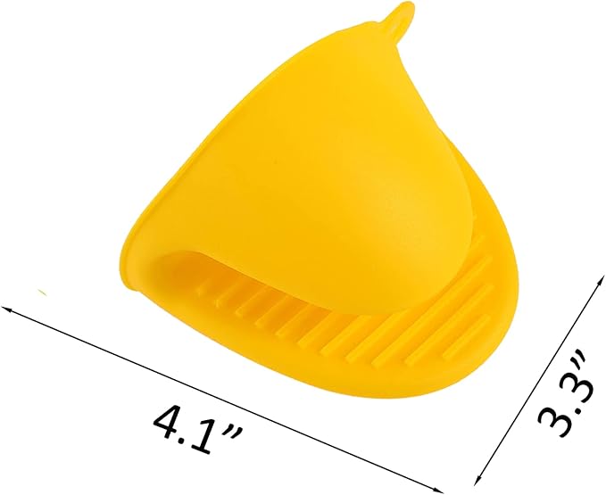 2 Pairs Mini Oven Gloves Silicone Oven Mitts Yellow and Pink | Silicone Heat Resistant Cooking Pinch Mitts Potholder for Kitchen Cooking & Baking