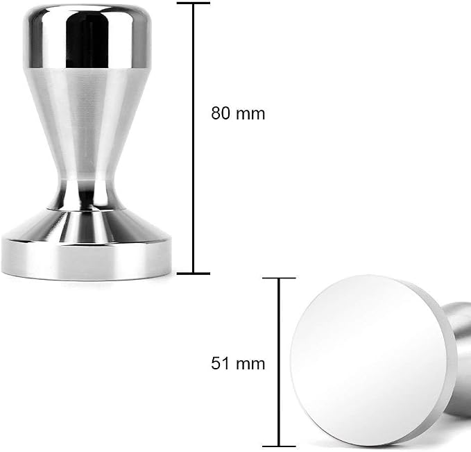 51mm Espresso Tamper, Coffee Tamper with Flat Base, Solid Aluminum Alloy Coffee Press Tool, Chrome-Plated Hand Espresso Tamper for 51mm Portafilter Espresso Machines