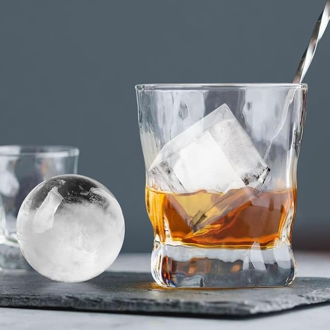 ROTTAY Ice Cube Trays (Set of 4), Sphere Ice Ball Maker with Lid & Large Square Ice Cube Maker for Whiskey, Cocktails and Homemade, Keep Drinks Chilled | Perfect for Whiskey, Cocktails, Bourbon, and Homemade Drinks, Creating Slow-Melting Ice That Keeps...
