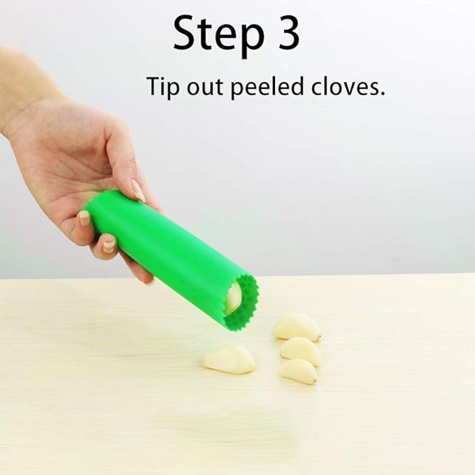 Sinnsally Garlic Peeler Skin Remover Roller Keeper,Easy Quick to Peeled Garlic Cloves with Silicone Tube Roller Garlic Peeling Kitchen Tool (Green,Red)