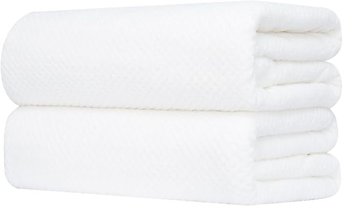 Bath Towel Set Pack of 2, 35 x 70 Inches Large Microfiber Bath Towels, Soft, Absorbent, and Quick Dry Towels for Bathroom, Pool, Beach, Swim, and Yoga, Large Bathroom Towels(2PCS White)