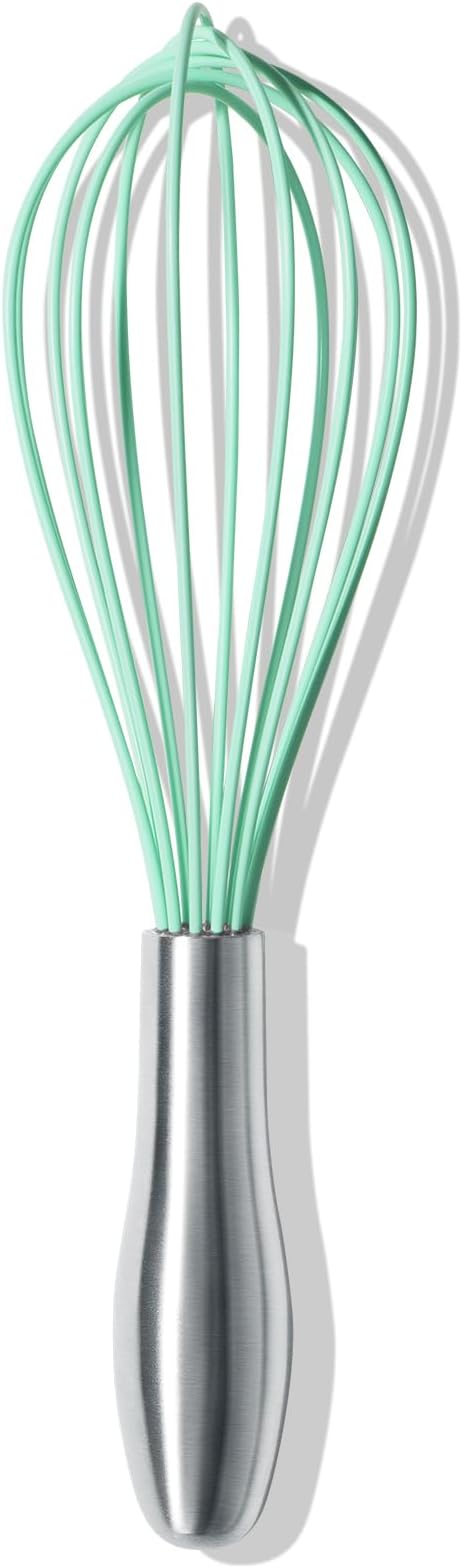 OYV 10-Inch Teal Silicone Whisk, Non-Scratch, 18/10 Stainless Steel Handle | 480°F Heat Resistant, BPA-Free Silicone, Sealed Waterproof Handle, Nonstick-Safe, Dishwasher Safe, Aqua