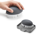 LEONBRANDS 3-Piece Vegetable Brush for Food and Silicone Sink Mat Set - Ergonomic Potato Scrubber for Deep Cleaning - Gray Kitchen Faucet Splash Guard and Veggie Brush Combo