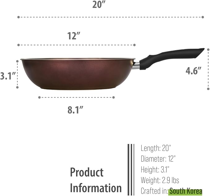 TECHEF - Art Pan 12" Wok/Stir-Fry Pan, Coated 5 times with Teflon Select Non-Stick Coating (PFOA Free) - Made in Korea
