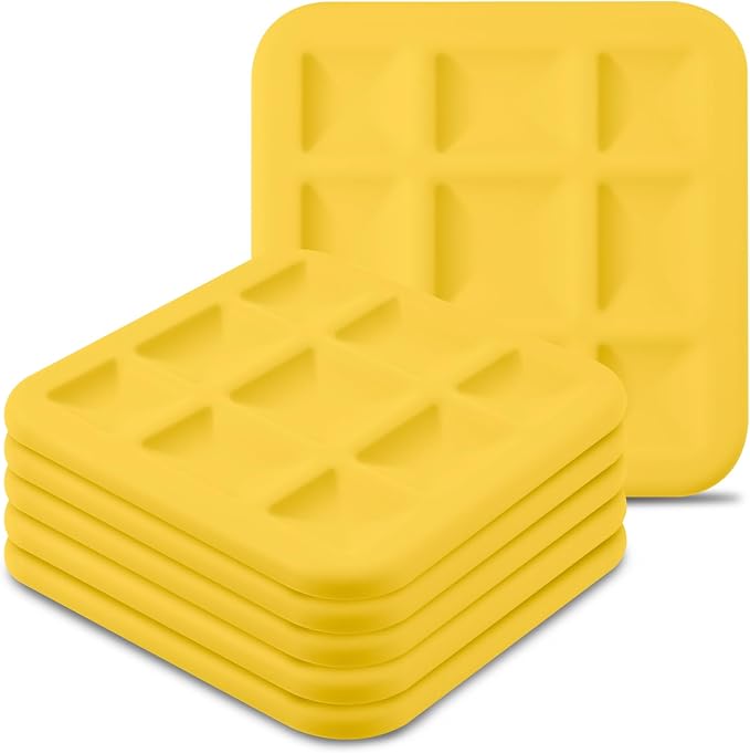 Silicone Trivets for Hot Pots and Pans, Pot Holders Hot Pads 6 Pack Silicone Mats for Kitchen Counter, Soft Durable Drying Mat, Jar Opener and Coasters (Yellow)
