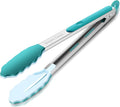 12-Inch Kitchen Tongs for Cooking with Silicone Tip,Turquoise | 600℉ Heat-Resistant,Stainless Steel Locking Cooking Tongs Food Tongs for BBQ/Cooking/Salad/Serving Food,Heavy Duty,Non-Stick