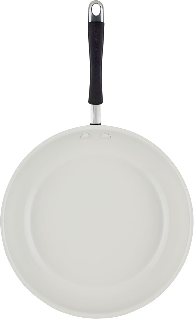 Rachael Ray Cucina Ceramic Nonstick Frying Pan/Skillet, 12.5 Inch Non Stick Open Fry Pan, Dishwasher Safe - Peppercorn