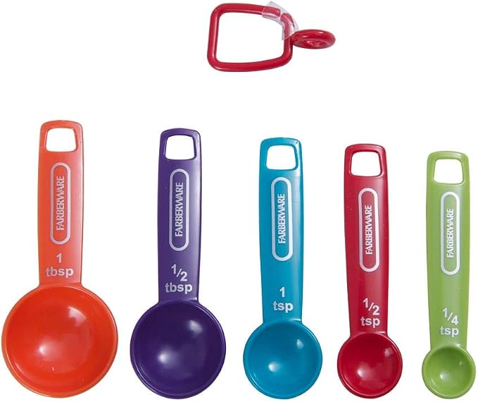 Farberware Professional Plastic Measuring Spoons, Set of 5, Colors may vary