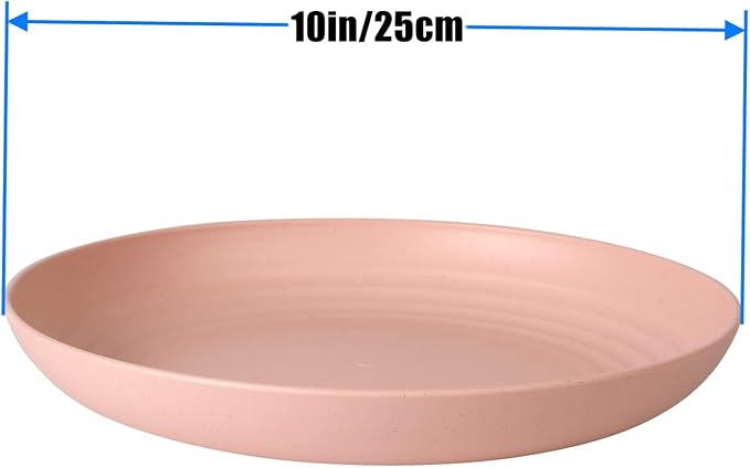 CAMBUY Wheat Straw Plates 8 Pack 10 Inch Extra Large Plate Set | Unbreakable Lightweight Reusable Dishwasher & Microwave Safe Daily Use Dinner Dishes for Kitchen Outdoor Camping