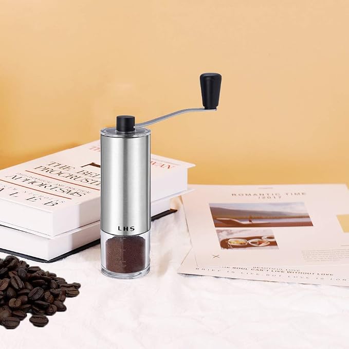 Coffee Grinder Stainless Steel Construction with Ceramic Conical Burr | Manual Grinding Mill Hand Crank for Drip, Pour Over, Espresso, French Press, Turkish Coffee Brewing