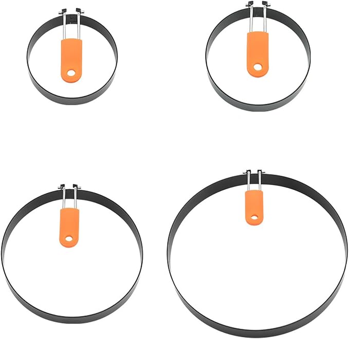 Stainless Steel Egg Rings - 8 Pack, 8" Omelet, 6" Pancake, 4" & 3.5" Egg Muffin Rings with Oil Brush & Separator