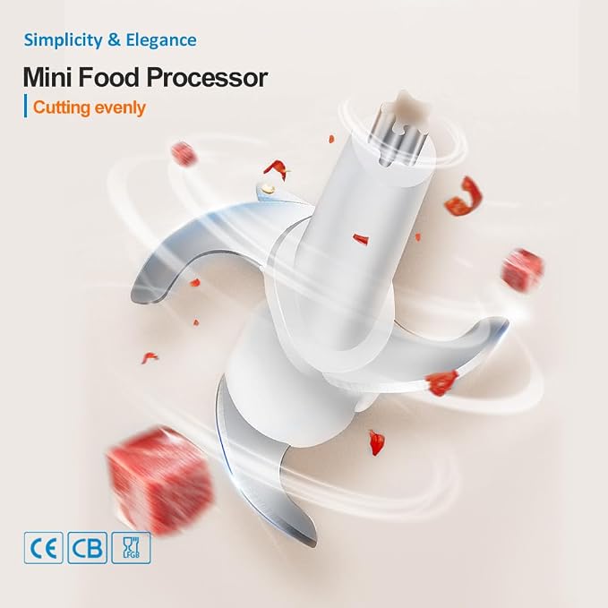 2.5 CUP Electric Food Chopper,Small Food Processor for Meat,Onion | 600ML Mini Food Processor, Chopper Vegetable Cutter,Meat Chopper Blender,Kitchen Utensils for Ginger, Chili, Fruit, Spices