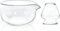Matcha Bowl and Whisk Holder Set, Glass Matcha Bowl with Spout, Ceremonial Mixing Chawan, Clear Traditional Japanese Matcha Kit for Tea/Matcha Powder/Soup - Hammer Pattern