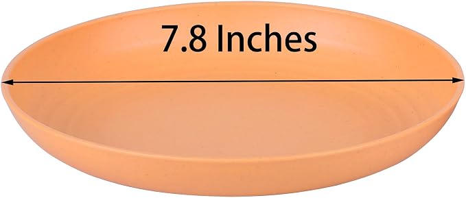 7.8 Inches Unbreakable Wheat Straw Plates - Reusable Plate Dinner Set - Dishwasher & Microwave Safe - Healthy, BPA Free & Eco-Friendly (7.8 Inches/4 Color_H)