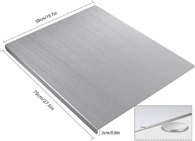 Stainless Steel Cutting Board for Kitchen, Extra Large Cutting Board Non Toxic, Metal Cutting Boards for Kitchen,Chopping Board for Meat, Veggies, Fruits and Kneading （70 x 50cm/27.6 x 19.7 inch）