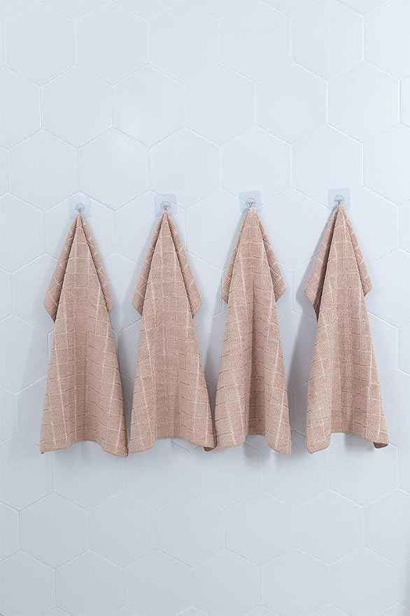 Microfiber Dish Towels - Soft, Super Absorbent and Lint Free Kitchen Towels - 8 Pack (Lattice Designed Camel Colors) - 26 x 18 Inch (Camel)