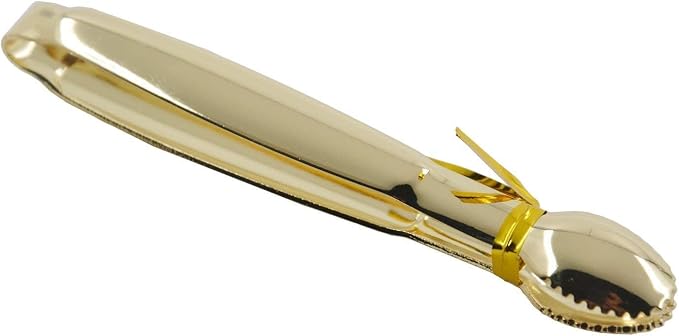 HINMAY Gold Plated Mini Serving Tongs 4-Inch Sugar Cube Tongs, Set of 4 | Stainless Steel Small Ice Tongs for Serving, Tea Party, Coffee Bar, Desserts