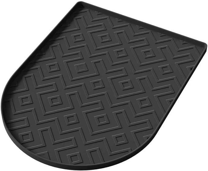Silicone Coffee Mat,15.8"x 11.8"in Bar Mat for Countertop,Heat-Resistant,Non-Slip,Leak-Proof,Fit for Coffee Maker/Espresso Machine-Black