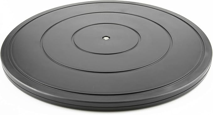 16Inch Lazy Susan Turntable - Heavy Duty Rotating Swivel Steel Ball Bearings - Flat Base Stand for TV/Computer/Monitor/Arts/Crafts/Bonsai/Christmas Tree/Cabinet Organizer(Plastic&Black)