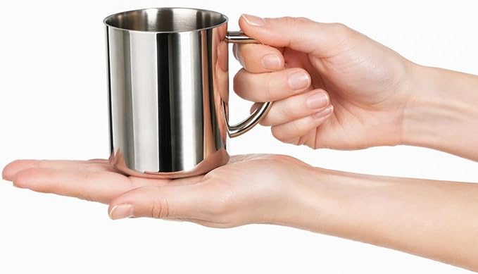 IMEEA Small Coffee Mug 10oz Double Wall Stainless Steel Cups, Set of 2