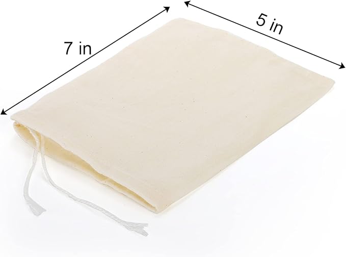 50 Pack Cotton Drawstring Bags, 5x7 Inch Reusable Natural Muslin Bags for Straining Herbs, Coffee, Tea, Soup, Spices, Produce Bag Bulk Gift Bag Jewelry Pouch for Party Wedding Christmas