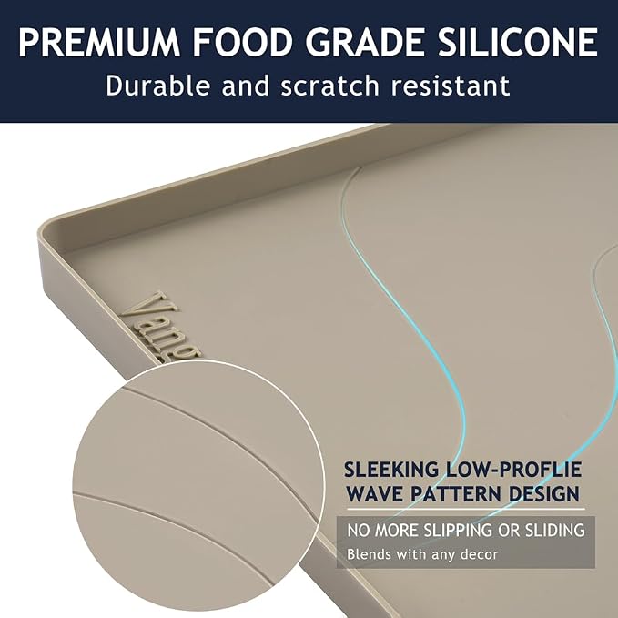 Heavy Duty Silicone Under Sink Mats for Kitchen Waterproof 34" x 19", Extra Thick Under Sink Rubber Mat Drip Tray, Raised Edge Under Sink Liner,Prevent Drips, Leaks, Spills,Brown