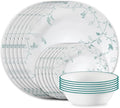 Corelle Vitrelle 18-Piece Service for 6 Dinnerware Set, Triple Layer Glass and Chip Resistant, Lightweight Round Plates and Bowls Set, Chambord