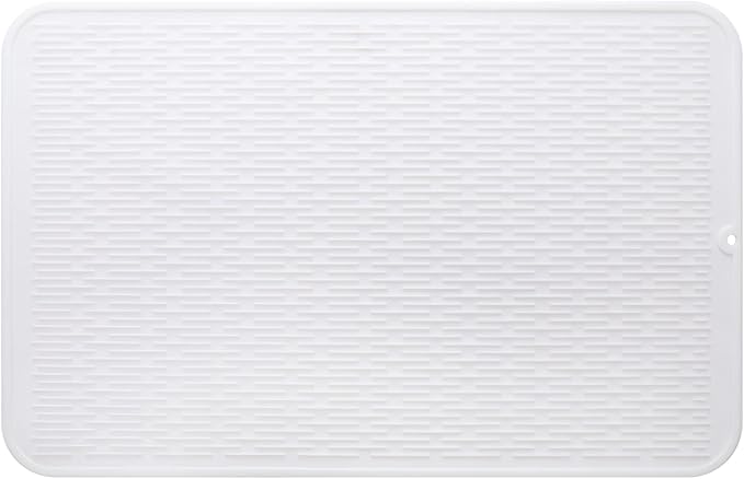 MicoYang Silicone Dish Drying Mat for Multiple Usage,Easy clean,Eco-friendly,Heat-resistant Silicone Mat for Kitchen Counter or Sink,Refrigerator or Drawer Liner White 3XL 28 inches x 18 inches