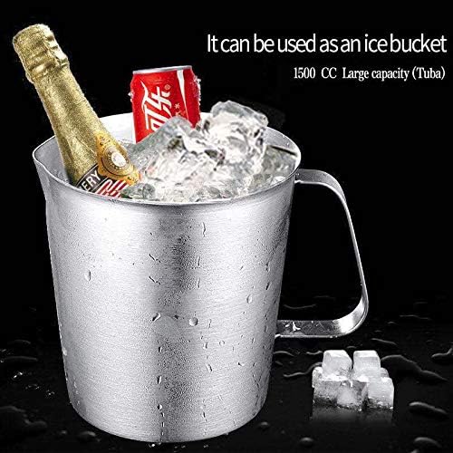 48Oz/6Cup Stainless Steel Pitcher (SUS304), 1.50 Liter Metal Container for Water, Milk, Liquid with Handle with Engraved Markings, Silver | SUS304 Metal Measuring Cup with Precision Engraved Markings, Mixing Pitcher for Baking, Frothing, Coffee, Milk a...