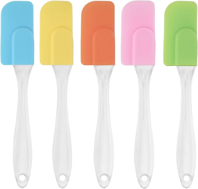 5 PCS,7Inch Silicone Spatulas Rubber Spatula Small Spatula Baking Mini Spatula Mixing Tool for Nonstick Cookware, Cooking (Pink green yellow orange blue)