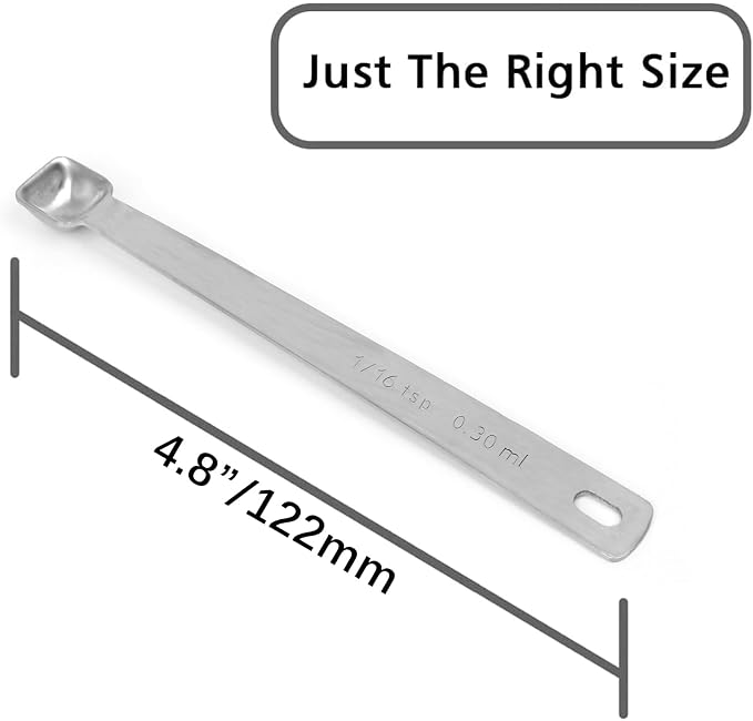 2PCS 1/16tsp(0.3ml) Tiny Measuring Spoon, Small Teaspoon for Tiny Amounts | High Precision, Food-Grade Stainless Steel, ‌Rust-Free, Dishwasher-Safe, Easy-Read Markings, Multi-Purpose, Sturdy & Durable