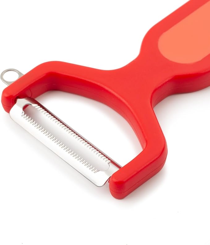 ARCOS Professional Peeler for Fruits and Vegetables. 5.5 Inch Stainless Steel Kitchen Tool for Precise Cutting. Chef's Gadget with Ergonomic Polypropylene Handle. Red Color