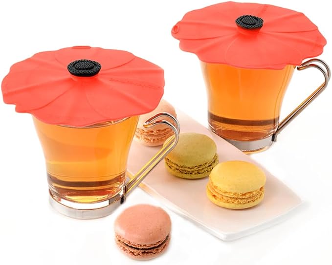 Charles Viancin - Poppy Silicone Lid for Food Storage and Cooking - Airtight Seal on Any Smooth Rim Surface - BPA-Free - Oven, Microwave, Freezer, Stovetop and Dishwasher Safe (Drink Covers)