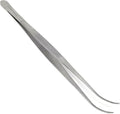 Professional Culinary Stainless Steel Precision Tongs With Serrated Tips - 12 Inch Curved Plating/Food Presentation Detailing Serving Tweezer - Chef's Kitchen Ultra Non-Slip Grip