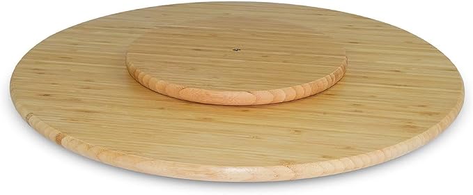 20 Inch Extra Large Bamboo Wood Lazy Susan Turntable for Dining Table Top | 100% solid bamboo top and base with smooth 360 rotation to easily share dishes, condiments, and snacks at the table