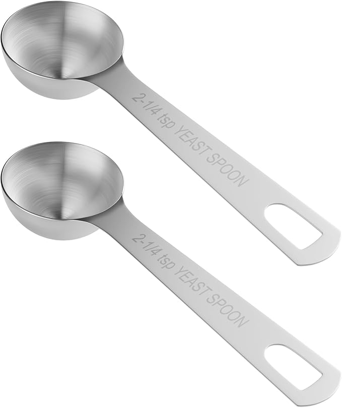 2PCS Yeast Measuring Spoon(2-1/4tsp, 2.25tsp, 0.25oz) | High Precision, Durable Stainless Steel, ‌Rust-Free, Dishwasher-Safe, Easy-Read Marking