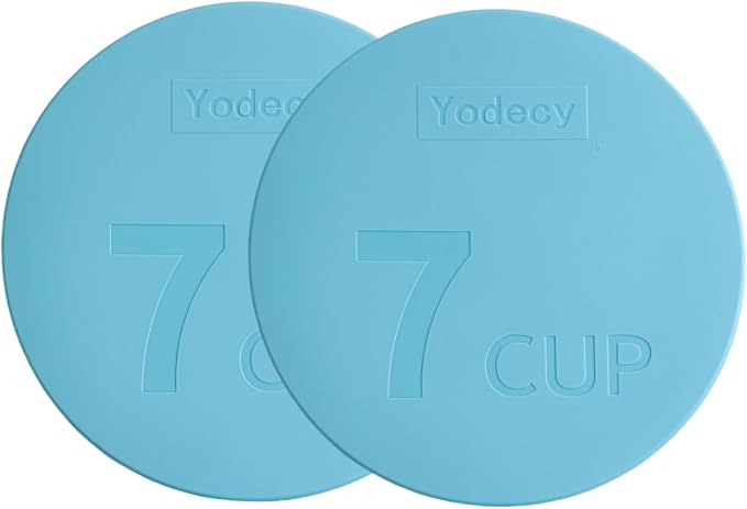 Yodecy Silicone Bowl Lids fit Pyrex Glass Bowls 7402-PC 7 Cup, Yodecy Silicone Bowl Lids fit Anchor Hocking Glass Bowls 7402-PC 7 Cup,Replacement Lids(2 Pack Blue)