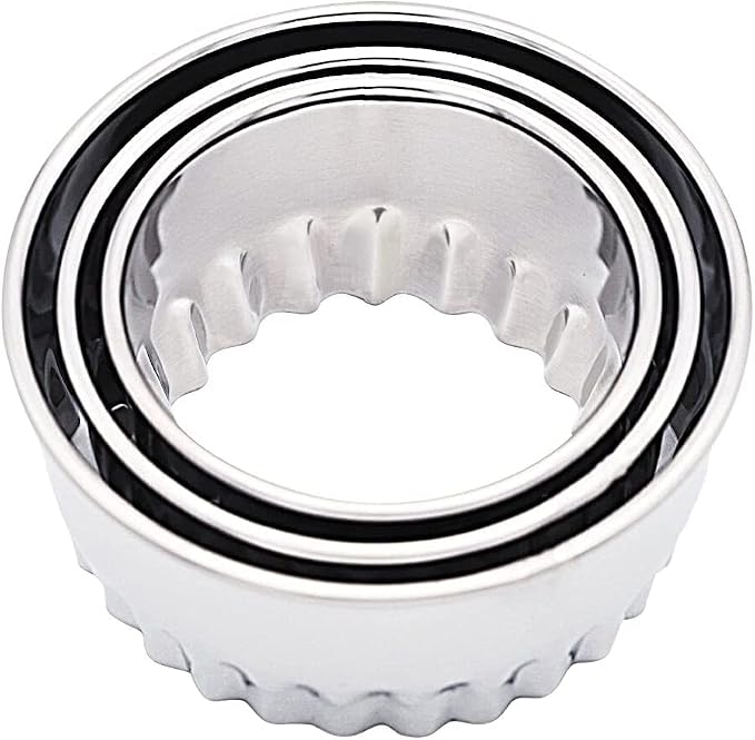Biscuit Cutters, Round Cookie Cutters/Stainless Steel Dumpling Cutters/Cake Pastry Cutters/Scone Cutters Molds stamps for Cooking Baking (3Pcs, Fluted Edge)