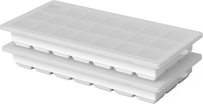 Ice Cube Tray with Lids, Small Silicone Molds for Cocktails & Drinks | BPA Free Silicone, Flexible Easy Release, Set of 2, Lids Included, for Beverages Coffee & Craft Cocktails
