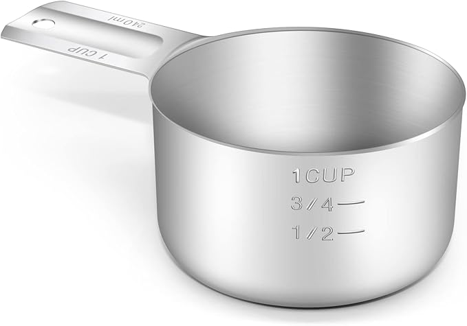 1PCS 1CUP(240ml, 8oz) Measuring Cup, 18/8 Stainless Steel Measure Scoop | High Precision, Food-Grade 304 SS, ‌Rust-Free, Dishwasher-Safe, Easy-Read Markings, Multi-Purpose, Sturdy & Durable