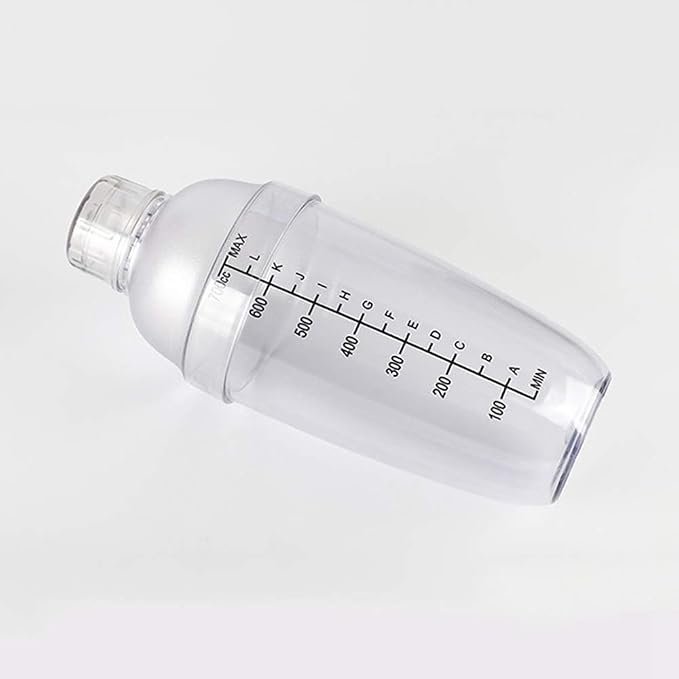 Plastic Cocktail Shaker, Hand Drink Mixer Boba Tea Shaker Cup with Scales,Bar Tool Transparent (24 oz / 700cc)