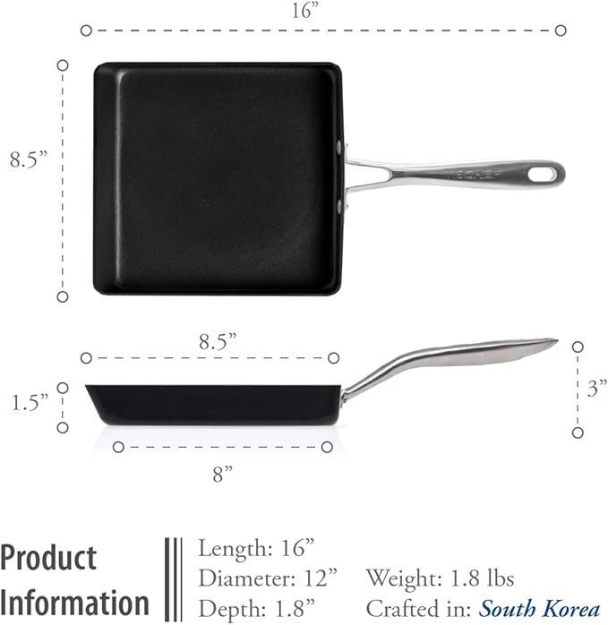 TECHEF - Onyx Collection, Nonstick Tamagoyaki Japanese Omelette Pan/Egg Pan (PFOA Free), Made in Korea