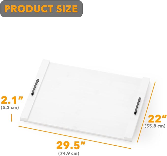 SpaceAid Noodle Board Stove Kitchen Cover with Handles, Top Covers for Gas Burners and Electric Stove, Oven Decor Accessories Wood Tray for Countertop, White Bamboo