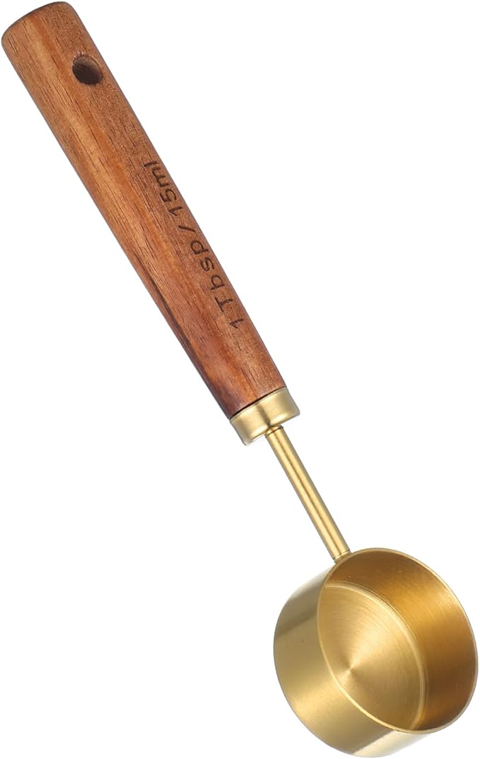 Tyqour Stainless Steel & Wood 1 Teaspoon Scoop Coffee Measuring Scoop 1Tablespoon Measuring Spoon Perfect for Coffee, Tea, and More