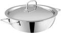 Vinod Platinum Triply Kadai, Extra Deep, 32cm, Induction, for Home Kitchen | Stainless Steel Wok For Sauces, Stews And Soups; Electric Stove Compatible, Durable Tri-Ply Base