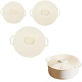 Elastic Heat-Resistant Bowl Covers, Cups, Cans, Jars & Silicone Stretch Lids for Food Storage in Fridge ，Food Grade Lid for Round Containers (beige)