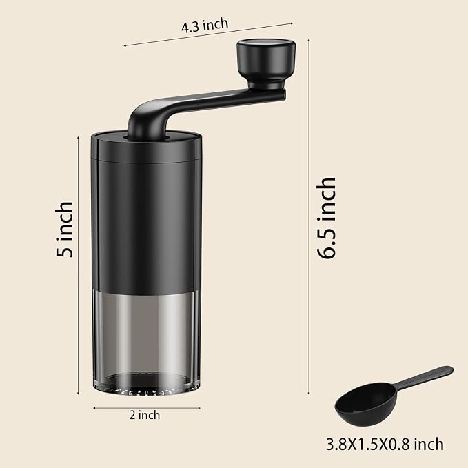 Hand Coffee Grinder with Ceramic grinding core Black Durable Adjustable Grind Setting for Espresso to French Press Easy for Washing Gift for Travel & Camping