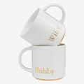 COLLECTIVE HOME Hubby & Wifey Ceramic Coffee Mug Set, 15oz, 2-Piece | Luxury Wedding Gift for Couples, Elegant Coffee Cups for Newlyweds, Anniversary & Engagement Gift, Gift Box Set