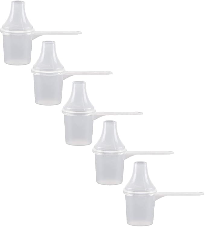 Plastic Measuring Scoop with Funnel, The Scoopie, 2 Tbsp (29.6 cc | 1/8 Cup | 1 oz | 29.6 mL) Measuring Spoons for Powders, Coffee, Pet Food, Protein and Other Dry Goods (Pack of 5, Opaque, No Cap) | Universal open design measuring spoon, Built-in funn...
