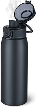 Insulated Water Bottle 18 oz with Dustproof Lid, Carry Handle & Tea Infuser, BPA-Free & Leakproof, Stainless Steel Water Bottles Ideal for Fitness, Hiking, Office & Outdoor Use (Cold Gray)